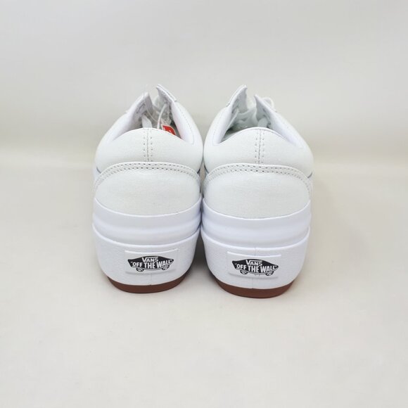 Vans Old Skool Stacked Platform Shoe Sneaker Canvas White Mens 7.5 / Womens 9 US - Picture 6 of 12